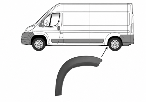 Parafanghino posteriore sinistra per FIAT DUCATO III fase 1, 2006-2014, mod. 250, grigio, Nuovo