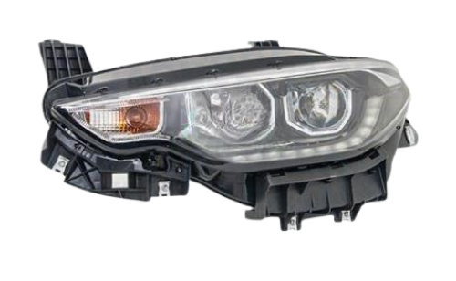 Faro anteriore ottico LED H7+H15 anteriore sinistro per FIAT TIPO II fase 1, 2015-2020, sfondo nero, cornice cromata, MAGNETI MARELLI, nuovo