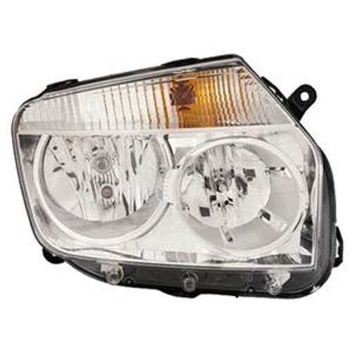 Faro anteriore destro ottico per DACIA DUSTER I fase 1, 2010-2013, H7+H1, sfondo cromato, Nuovo