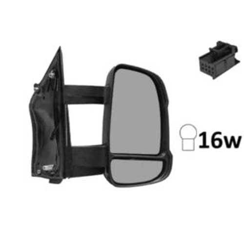 Specchietto retrovisore destro manuale per PEUGEOT BOXER II ph.1 2006-2014, braccio medio, luce arancione lampeggiante (16W), Nuovo