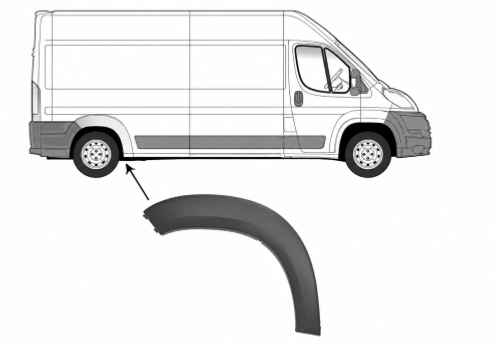 Parafanghino posteriore destra per PEUGEOT BOXER II fase 2, dal 2014, grigio, Nuovo