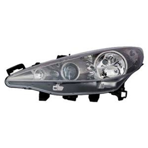 Faro anteriore sinistro per PEUGEOT 207 fase 1, 2006-2009, H7+H7+H1, con motore, nero, Nuovo