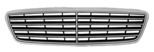 Griglia radiatore centrale per MERCEDES (W203) CLASSE C ph. 2 2004-2007, Cromato e nero, Nuovo