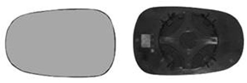 Vetro specchio retrovisore sinistro per RENAULT CLIO II fase 1, 1998-2001, clip-on, Nuovo