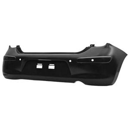 Paraurti posteriore per NISSAN MICRA IV (K13) ph.1, 2010-2013, fori radar, nero, Nuovo