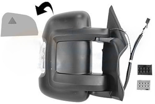 Specchietto destro per PEUGEOT BOXER dal 2014, 12pin, 16W, braccio corto, elettrico, termico, ribaltabile, con fanale, sistema BLIS e antenna, Nuovo