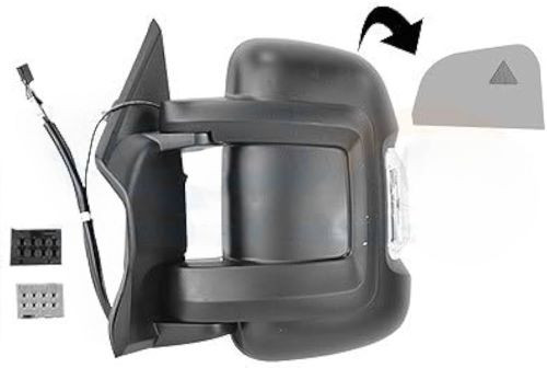 Specchietto sinistro per PEUGEOT BOXER dal 2014, 14pin, 16W, braccio corto, elettrico, termico, ribaltabile, con fanale, sonda, sistema BLIS, Nuovo