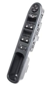 Centralina di controllo alzacristalli e specchietti elettrici per la portiera anteriore sinistra di una Peugeot 207 (2006-2009), 4 pulsanti, nera, nuova
