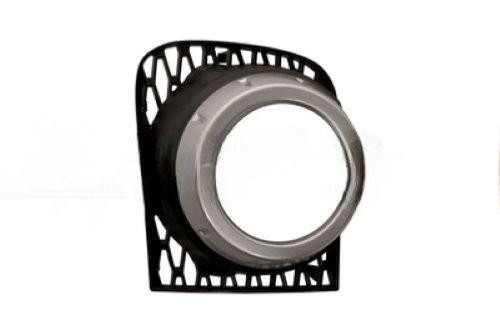 Griglia paraurti destra per LAND ROVER RANGE ROVER 2010-2012 L322, nera, goffrata, con alloggiamento fendinebbia, cornice argento, Mod. HSE/SUPERCHARGED, Nuova