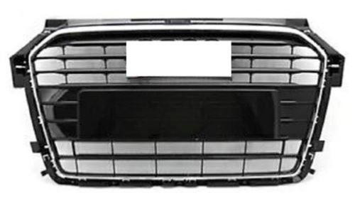 Griglia del radiatore per AUDI A1 2014-2018, nero lucido, con cornice cromata, nuova