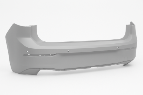 Paraurti posteriore per VOLKSWAGEN GOLF VIII dal 2020 in poi, con fori per sensori di parcheggio. Nuovo, pronto per la verniciatura.