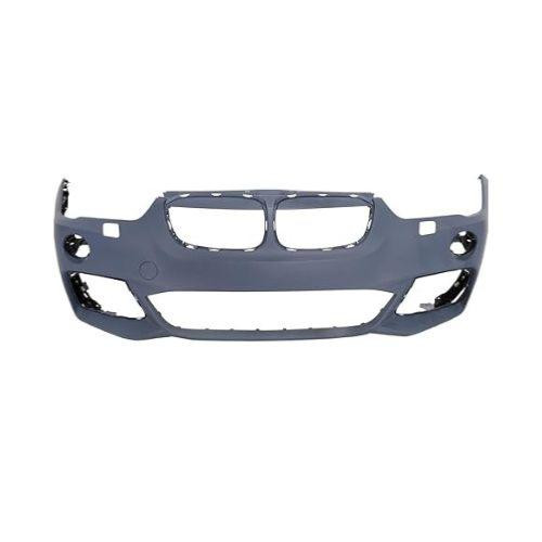 Paraurti anteriore per BMW X1 F48 dal 2015 in poi, con fori per lavafari, alloggiamenti per sensori, sensori di parcheggio, nuovo, pronto per la verniciatura.