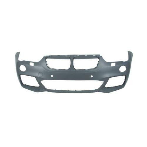 Paraurti anteriore per BMW X1 F48 dal 2015 in poi, con fori per lavafari, fori per sensori di parcheggio + staffe, nuovo, pronto per la verniciatura.