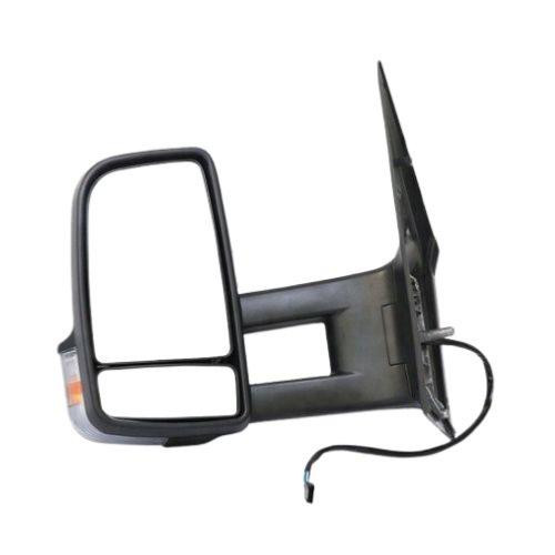 Specchietto retrovisore sinistro per MERCEDES SPRINTER II fase 1 2006-2013 (W906), elettrico, nero, riscaldato, con indicatore luminoso, braccio centrale, convesso, 6 pin, nuovo