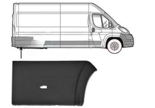 Modanatura parafango posteriore destro per CITROEN JUMPER II fase 1 2006-2014, grigio goffrato, con clip, con indicatore di direzione laterale, passo lungo, nuovo