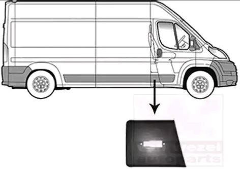 Modanatura porta anteriore destra per PEUGEOT BOXER II 2006-2023, nera goffrata, con foro per luce freno, modello telaio extra lungo, nuova