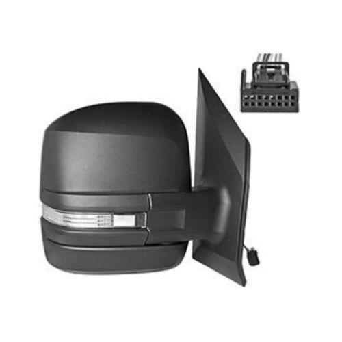 Specchietto retrovisore destro per MAN TGE dal 2016 in poi, elettrico, riscaldato, con luce, alloggiamento nero, connettore a 6 pin, nuovo