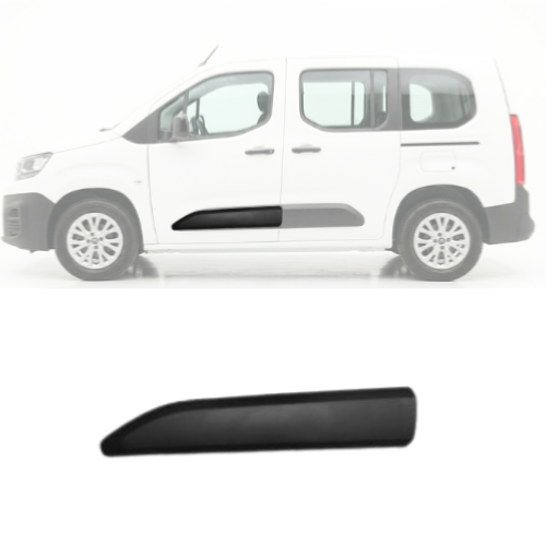 Modanatura laterale anteriore sinistra per PEUGEOT RIFTER dal 03/2024, nera, con clip di montaggio, nuova