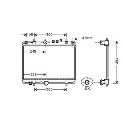 Radiatore raffreddamento motore per PEUGEOT 406 1999-2004, OEM 133068, nuovo