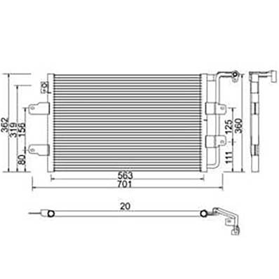 Condensatore climatizzatore per VOLKSWAGEN NEW BEETLE fase 1 1998-2005, OEM 1C0820411, nuovo