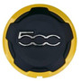 Coprimozzo nero per ruota per FIAT 500L fase 1 2012-2017, per cerchi in lega, bordo giallo, rotondo, nuovo
