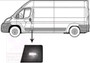 Modanatura anteriore sinistra per portiera PEUGEOT BOXER II 2006-2023, nera goffrata, con foro per luce freno, modello telaio extra lungo, nuova