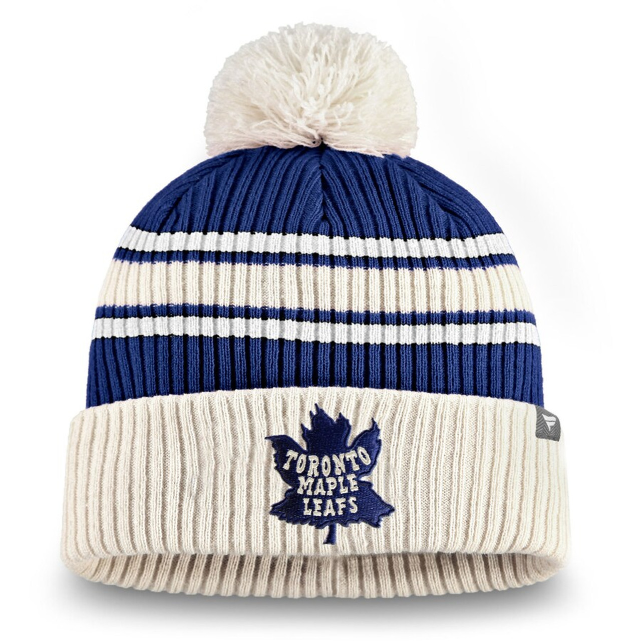 Toronto Maple Leafs adidas Team Classics Striped Cuffed Knit Hat with Pom -  Blue