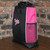 Hockey Mom tote bag with embroidered  logo and puck Hot pink