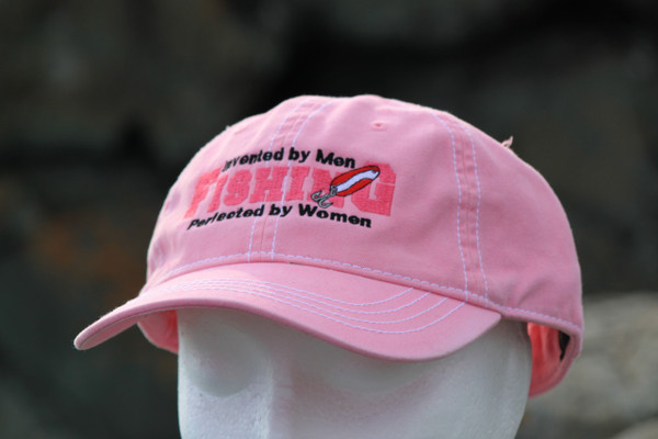 Fishing Perfected by Women Hat-pink with white trim hat