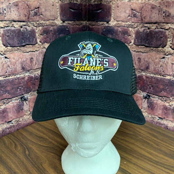 Filane's Falcons Jr B Hockey Logo - Black with mesh snap back cap