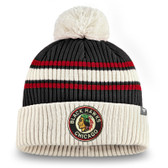 Chicago Blackhawks Fanatics Branded True Classic Pom Cuffed Knit Hat - Black/Red