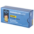 PPU .25 ACP 50 Grain FMJ Ammunition - 50 Rounds/Box, 1000 Rounds/Case