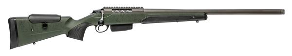 Tikka T3x Super Varmint 7mm Rem Mag Rifle with Tungsten Cerakote Finish and Green Roughtech Stock