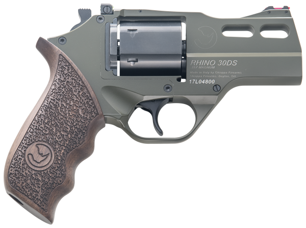 Chiappa Rhino 30SAR .357 Mag 3" Revolver - CA Compliant, Green Cerakote, Walnut Grip