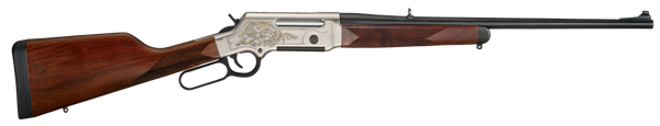 Henry H014D243 Long Ranger Deluxe .243 Win Rifle with Engraved Nickel-Plated Receiver and American Walnut Stock