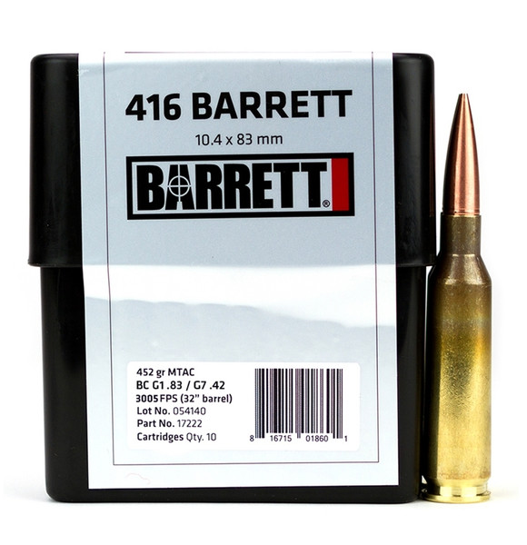 AMMO 416 Barrett 452 Grain MTAC 10-Round Box