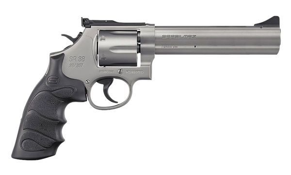 SAR USA SAR SR 38 Special/357 Mag 6" Stainless Steel Revolver with Black Grip and Safety Features