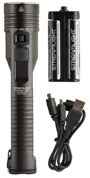 Streamlight Stinger 2020 Flashlight - Black Anodized, 100-2000 Lumens, White LED (Charger Not Included)
