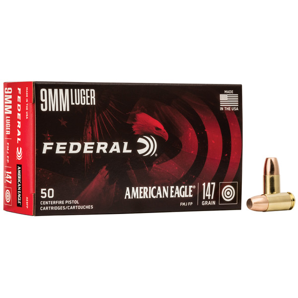 Federal American Eagle 9mm 147 Grain FMJ 50 Rounds/1000 Rounds