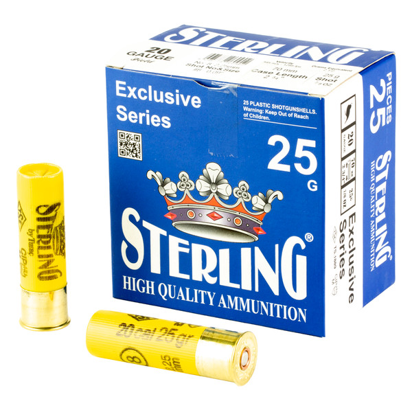 STERLING EXCLUSIVE 20GA 2.75" #8 SHOT 25/250