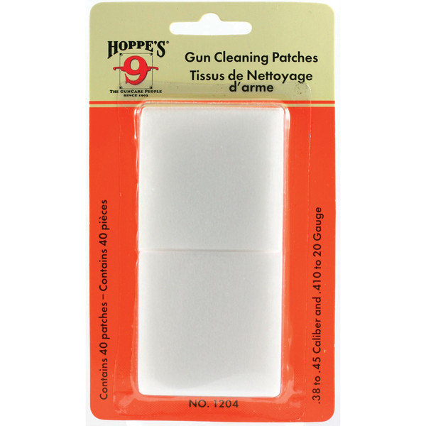 Hoppes Cleaning Patches for .38-.45 Caliber, 40-Pack
