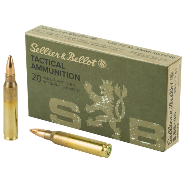 S&B 5.56 NATO 55 Grain FMJ Ammunition - 20 Rounds per Box, 1000 Rounds per Case