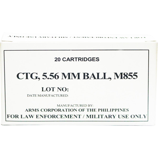ARMSCOR 5.56 NATO 62 Grain M855 Ammunition - 20 Rounds/1000 Rounds