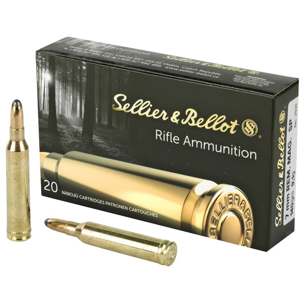 Sellier & Bellot 7mm Remington Magnum 140 Grain Soft Point Ammunition - 20 Rounds/Box, 400 Rounds/Case