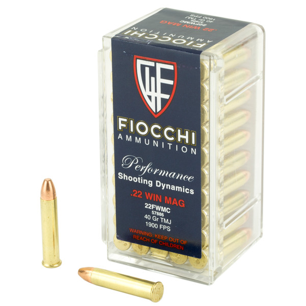 FIOCCHI 22WMR 40GR FMJ Ammunition - 50 Rounds per Box, 2000 Rounds per Case