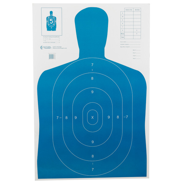 Action Target B27E Blue Silhouette Paper Targets - 100 Pack