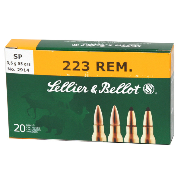 S&B .223 Remington 55 Grain Soft Point Ammunition - 20 Rounds/1000 Rounds