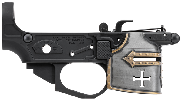 Rare Breed Crusader 9mm Luger AR-Platform by Spikes Tactical - Black Anodized Aluminum with Painted Front
