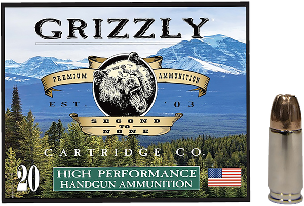 Grizzly Ammo 9mm+P 124gr JHP 20/Box