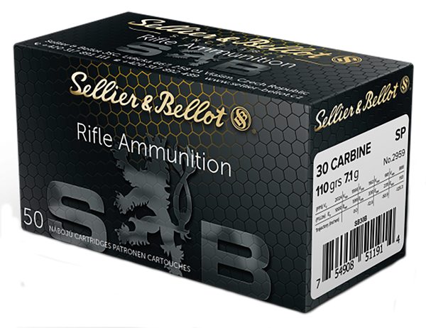 Sellier & Bellot 30 Carbine 110gr Soft Point Rifle Ammo - 50 Rounds per Box, 20 Boxes per Case